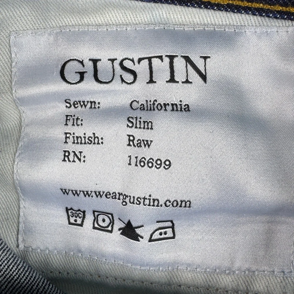 Gustin‎ California Slim Raw Denim Jeans Selvedge Dark Wash Mens